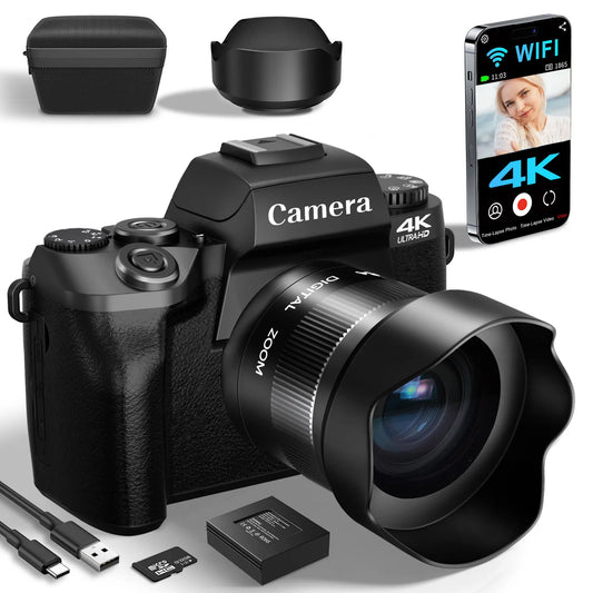 Digital Camera for Photography, 4K 64MP WiFi Vlogging Camera