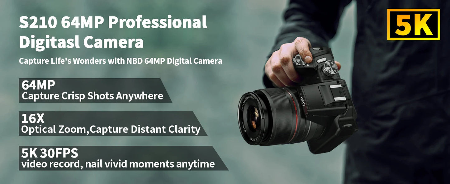 NBD 5K&64MP Digital Cameras For Photography, , Vlogging Camera With Auto Focus