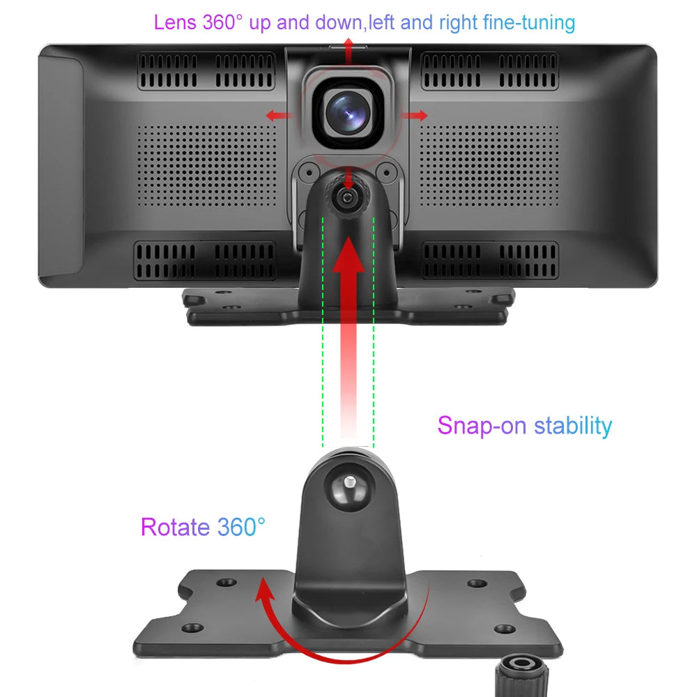 Podofo 10.26" Dash Cam 4K Rearview Camera Dashboard DVR Car Monitor