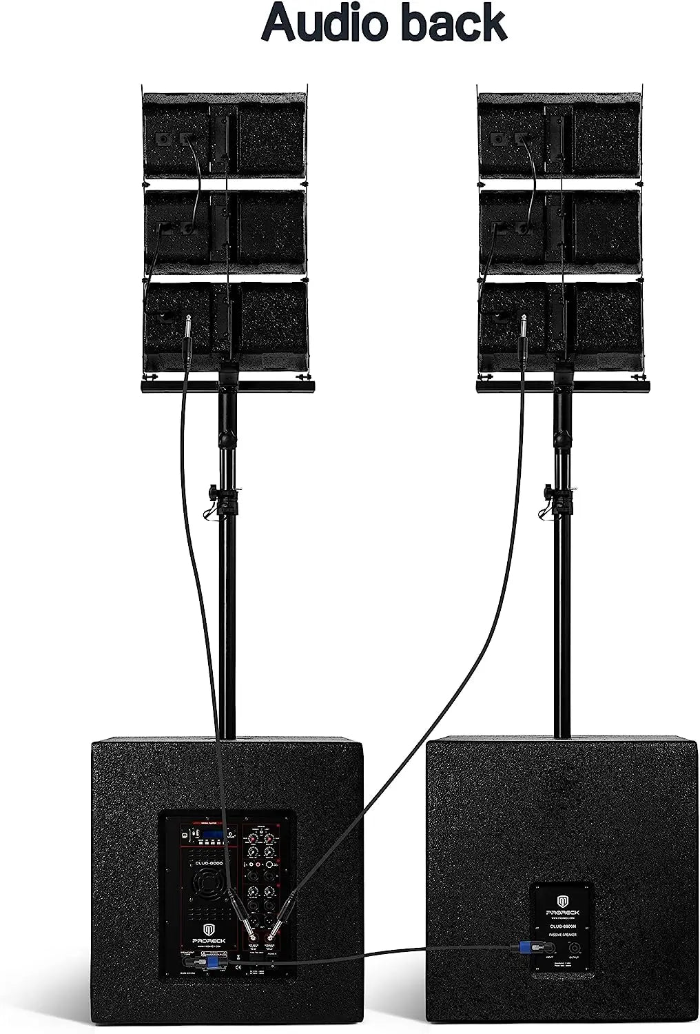PRORECK 18INCH 8000W P.M.P.O Stereo Bluetooth/DJ/Powered PA Speaker System Combo Set with Two Subwoofers and 6 Line Array Speake