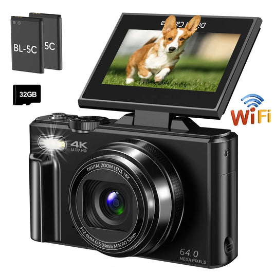 4K compact digital photography camera,  vintage vlog video recorder ,WiFi webcam