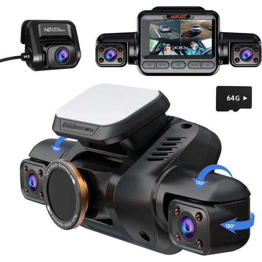 Dash Cam 4 Channel Front and Rear Inside, 360° Car Camera
