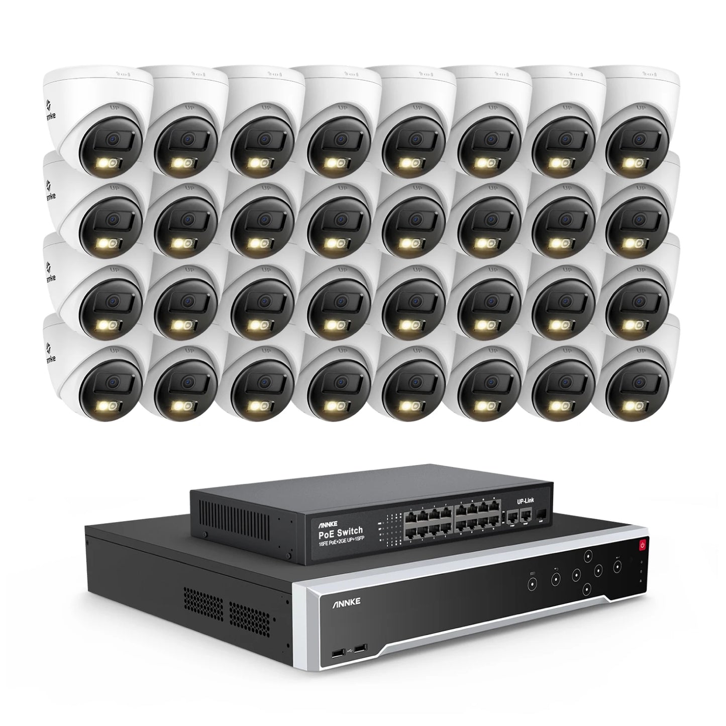 ANNKE 32CH 4K Ultra HD POE Network Video Security System 8MP H.265+ IP Camera Support Two Way Audio Human&Vehicle Detection 4MM