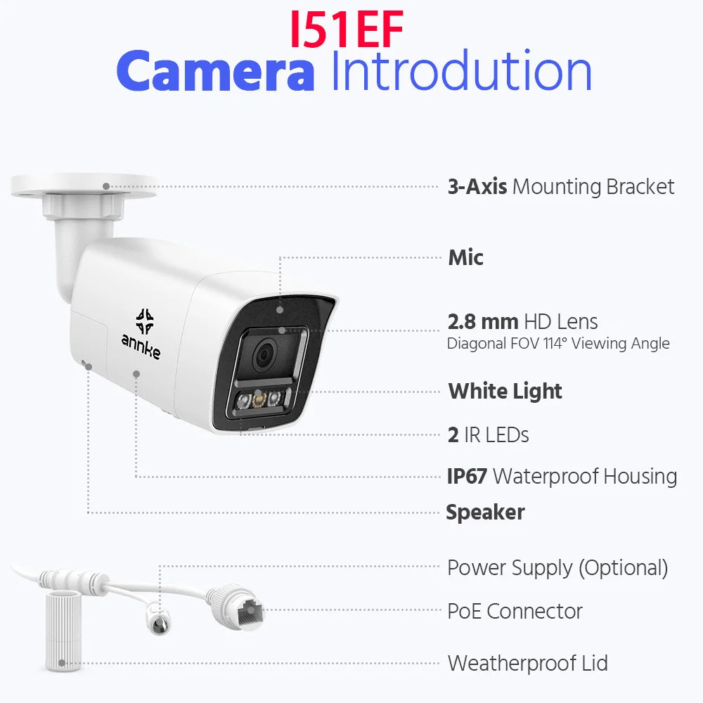 ANNKE 4K Ultra HD POE Video Surveillance System 8CH H.265+ NVR With 4K Security Cameras CCTV Kit Audio Recording 8MP Ip camera