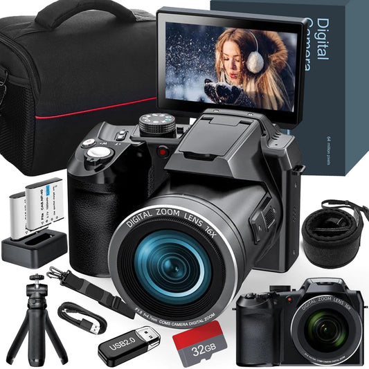 Digital Camera 4K 64MP  beginners easy to learn and operate camera