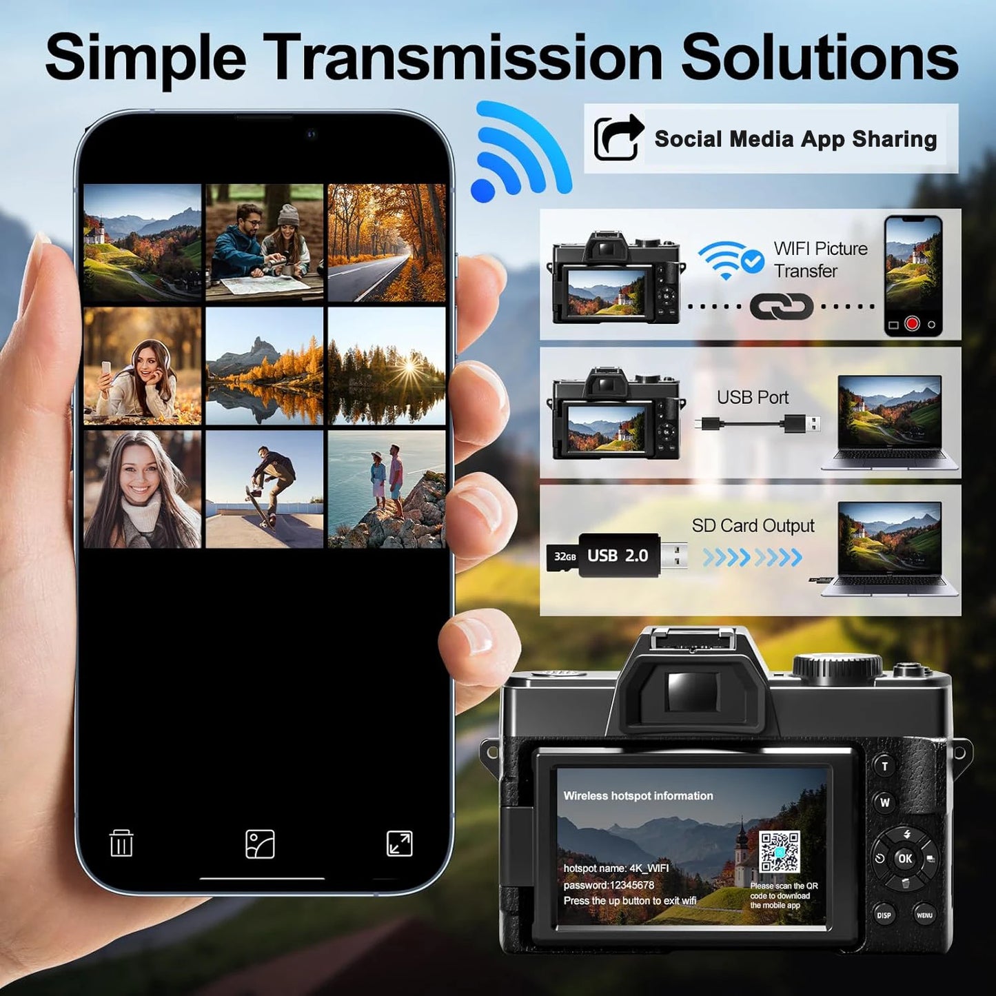 NBD Digital Camera 48MP 4K Video Camera Camcorder Vlogging Camera ,Photography Camera