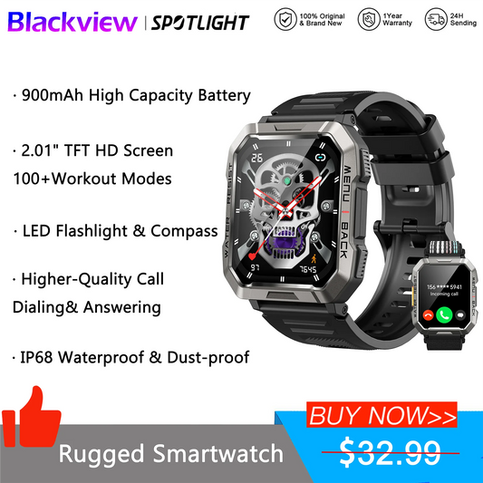 Blackview New Smart Watch 2.01'' HD Display Outdoor Men's Watches