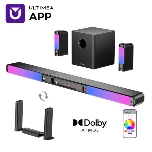ULTIMEA Apollo S90 9.1ch Dolby Atmos Detachable Soundbar with RGB Light, APP Control, Home Theater Surround System for TV