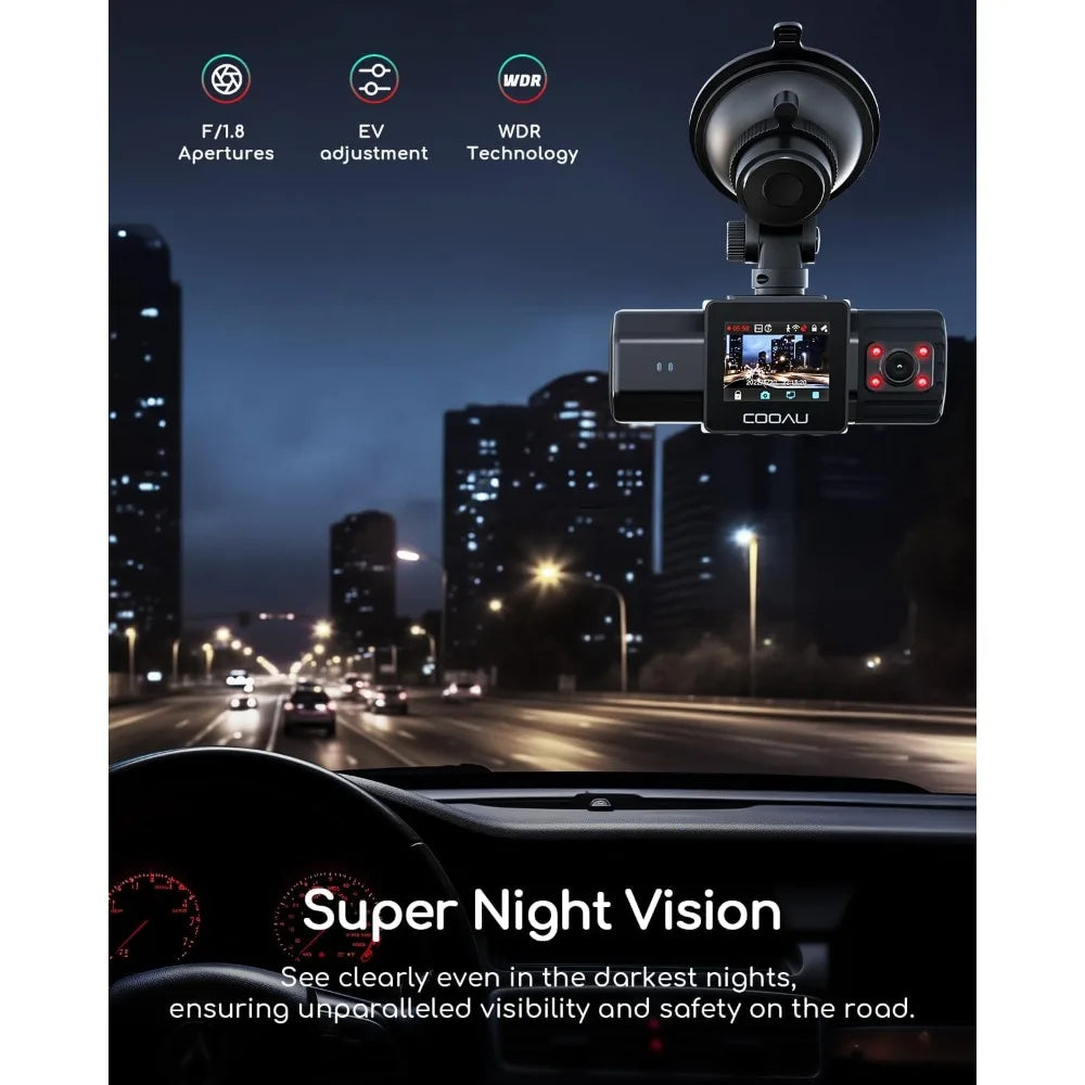 Dual Dash Cam 2.5K+1080P, Dash Cam