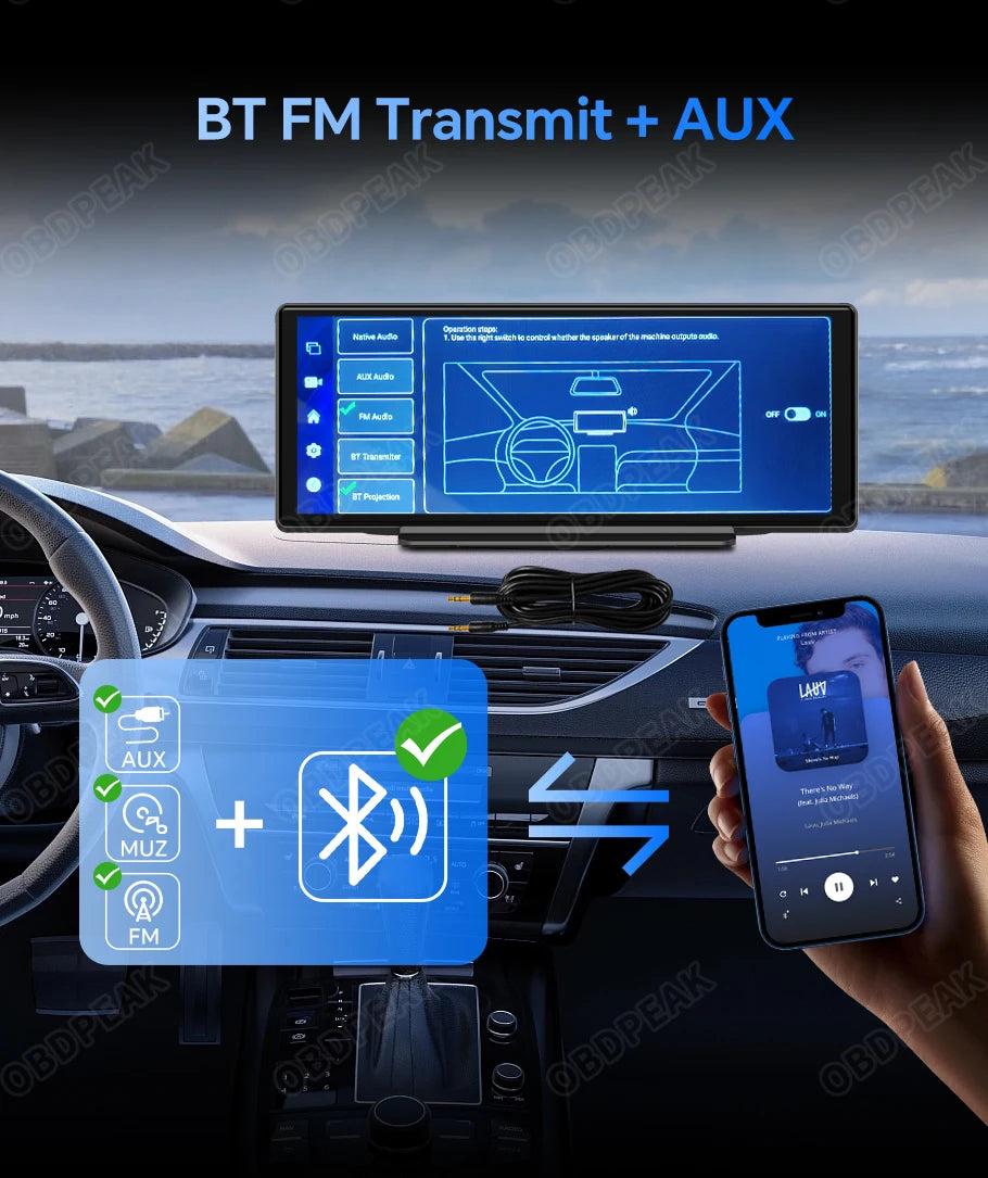 OBDPEAK T30 10.26“ Android 13  Ai Screen Carplay Android  Mirror Camera