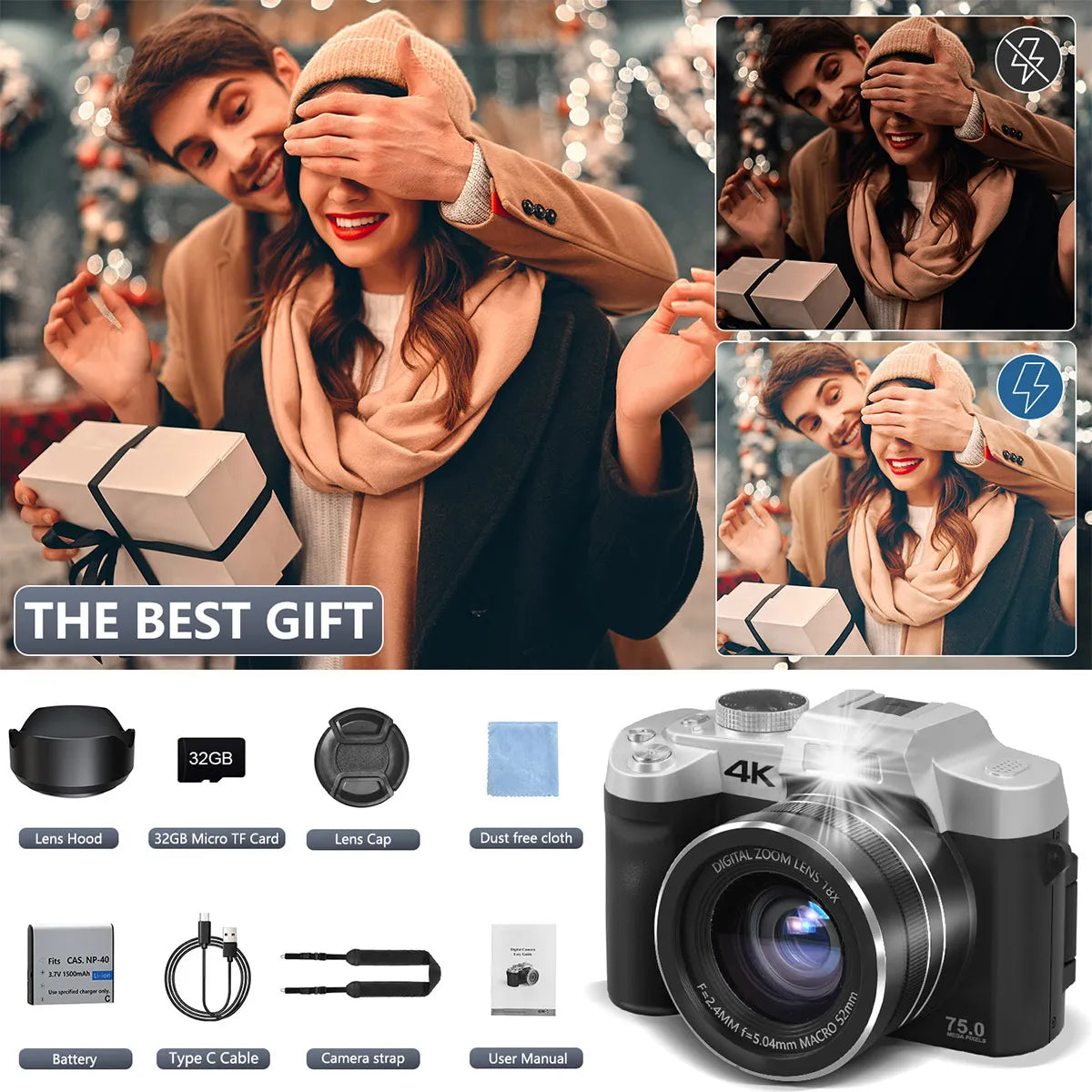 75MP Digital Camera for Photography & Video,