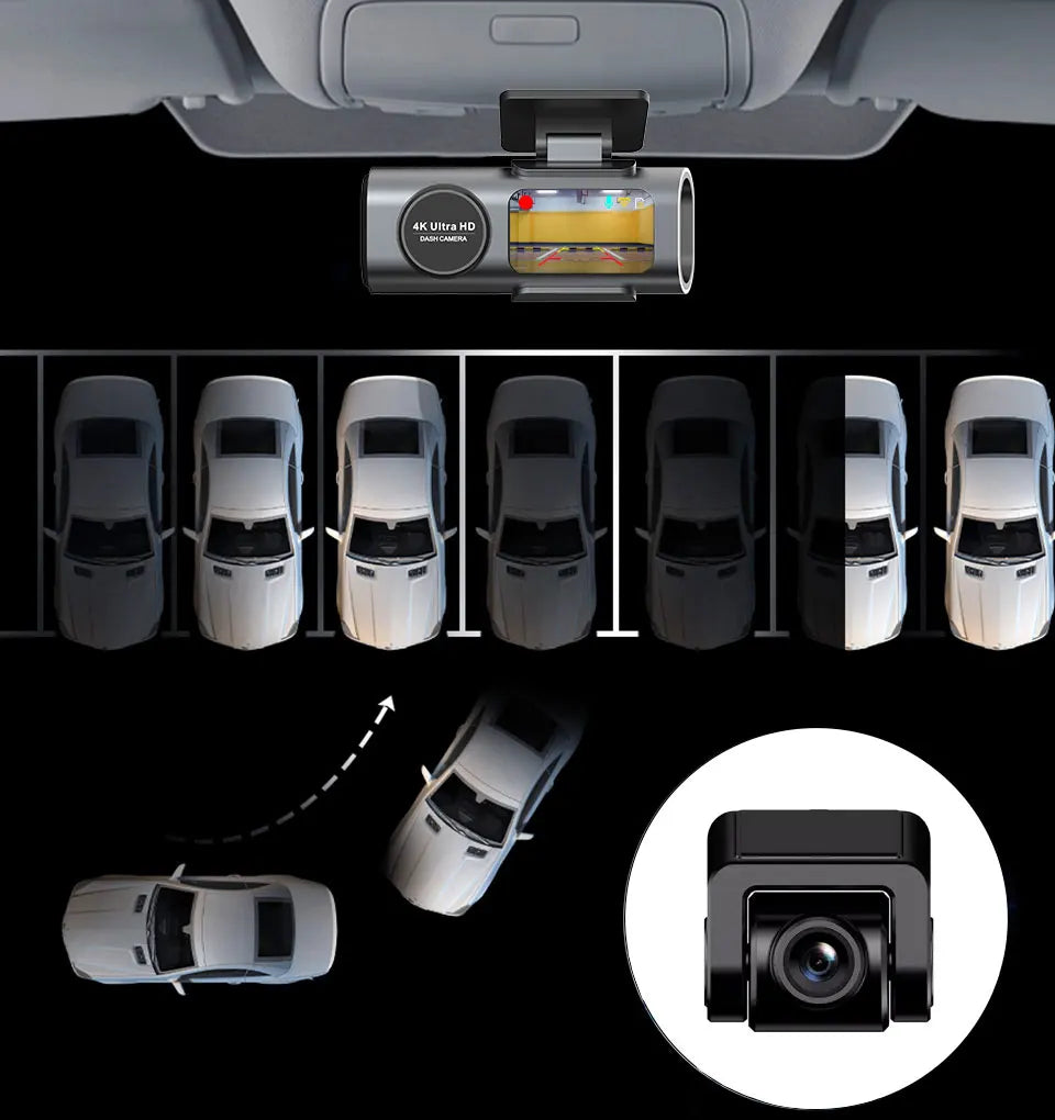 E-ACE 4K Dash Cam for Cars Dual Lens Camera DVR Video Recorder