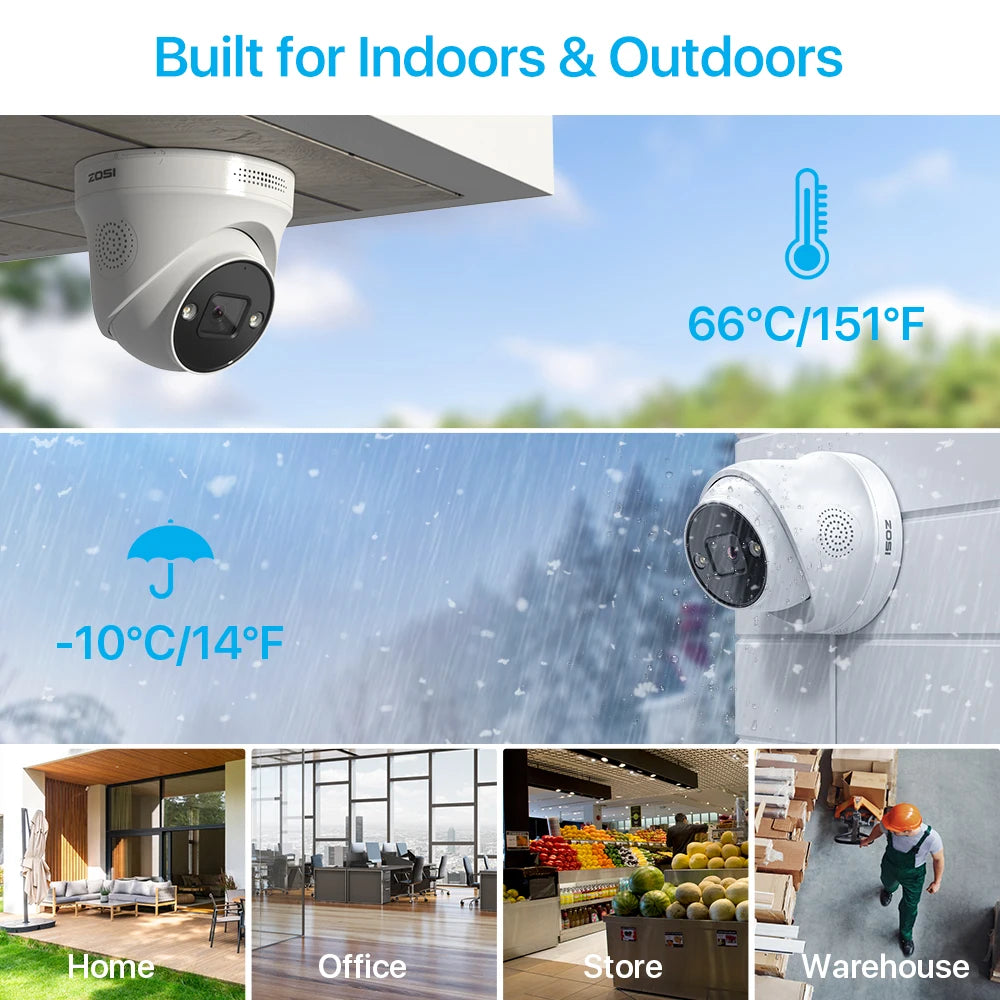 ZOSI 4K PoE Video Surveillance Cameras System 8 Ports 16CH 8MP CCTV NVR Person/Vehicle Detect 8MP/5MP Out/Indoor Security IP Cam