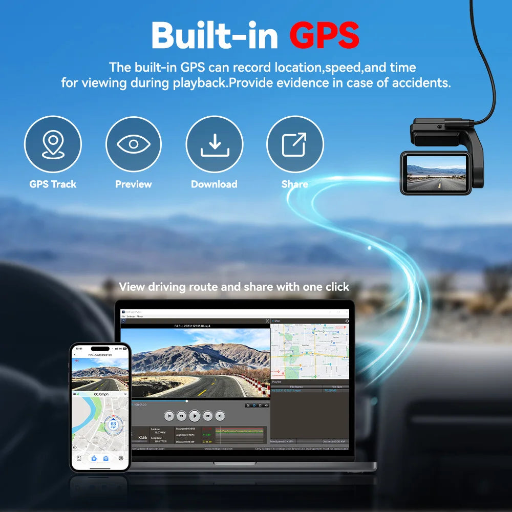 REDTIGER A4 Dash Camera Front and Rear 4k Dash Cam