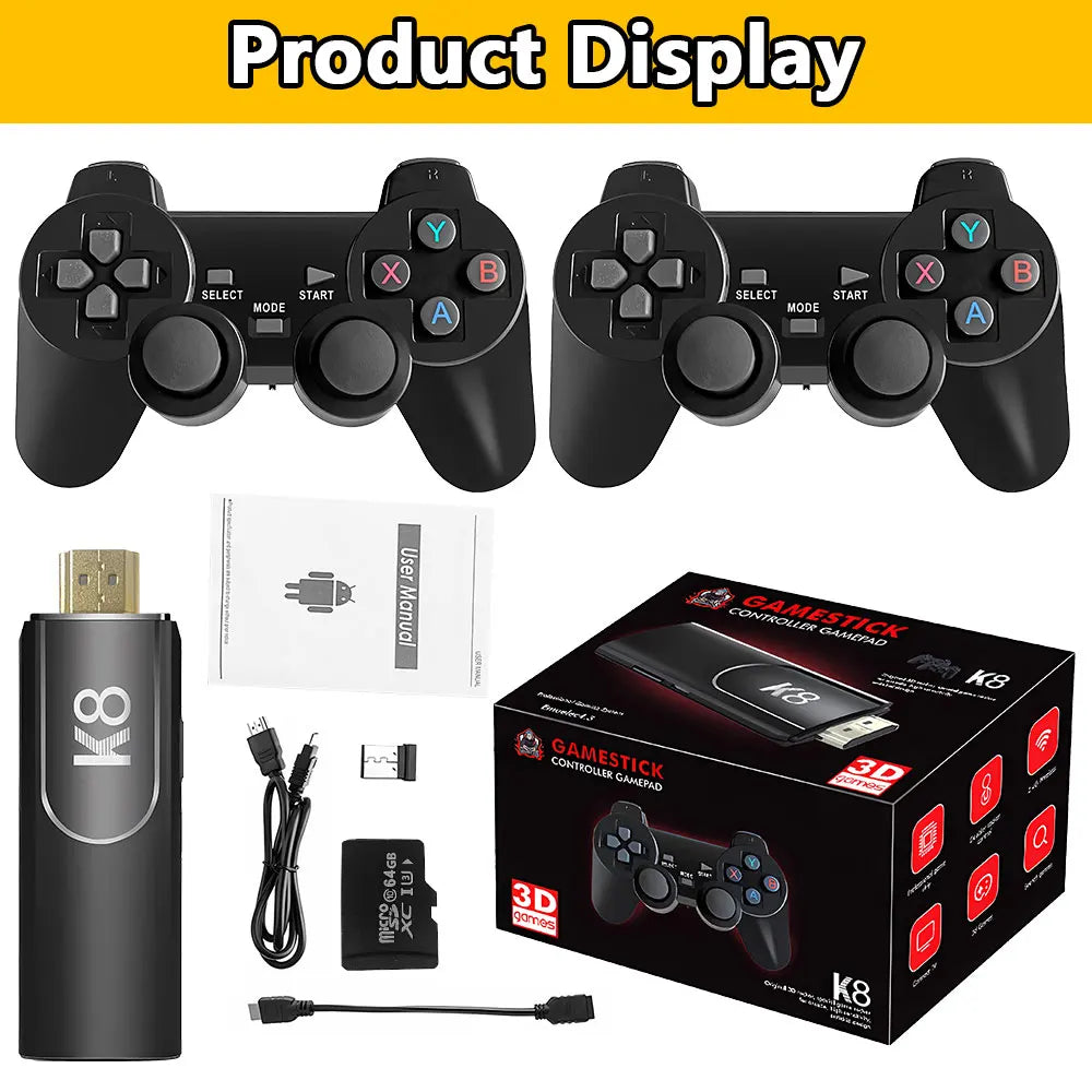 4K HD K8 Gamepad 64G Retro Video Game Console 40000+ Game