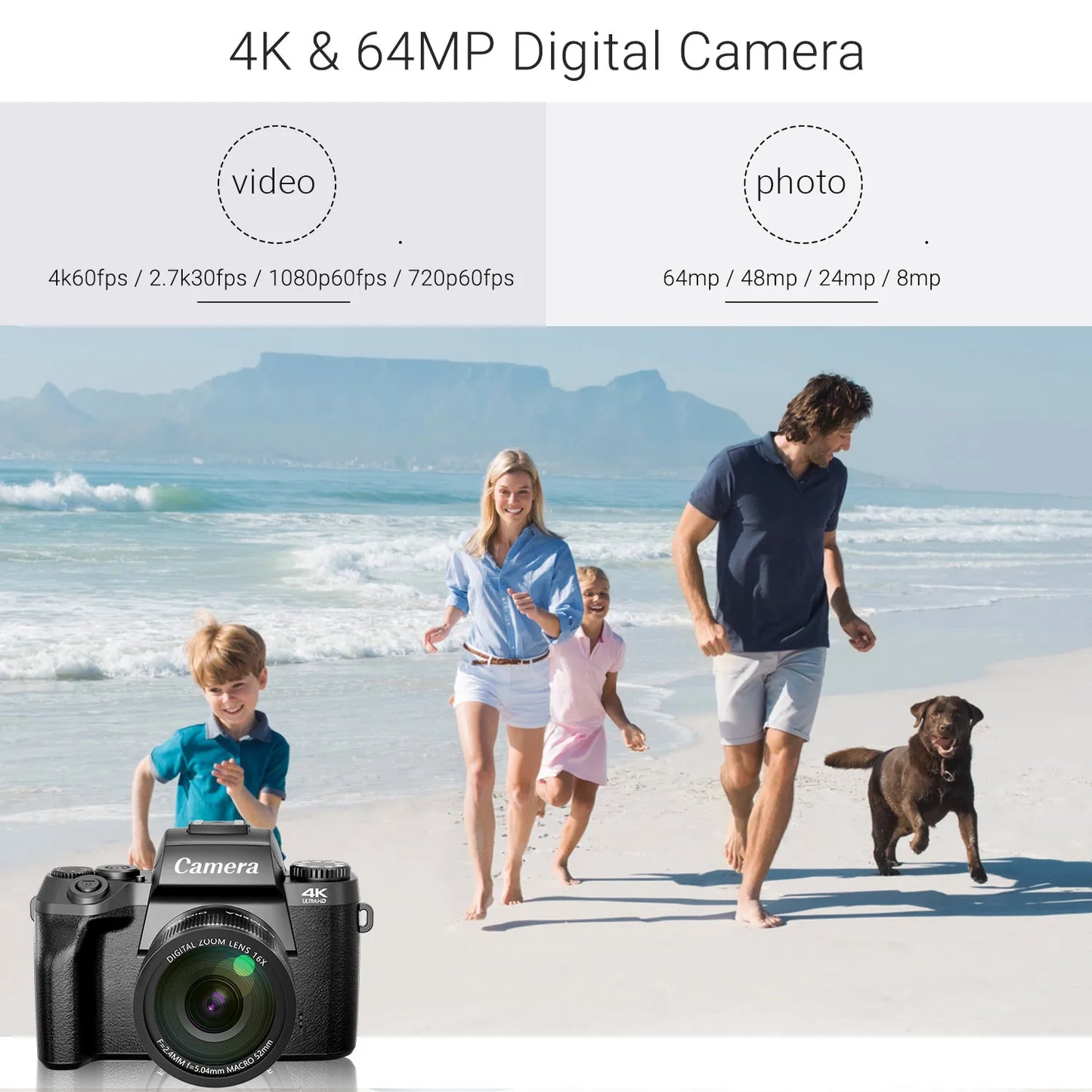 Digital Camera for Photography, 4K 64MP WiFi Vlogging Camera