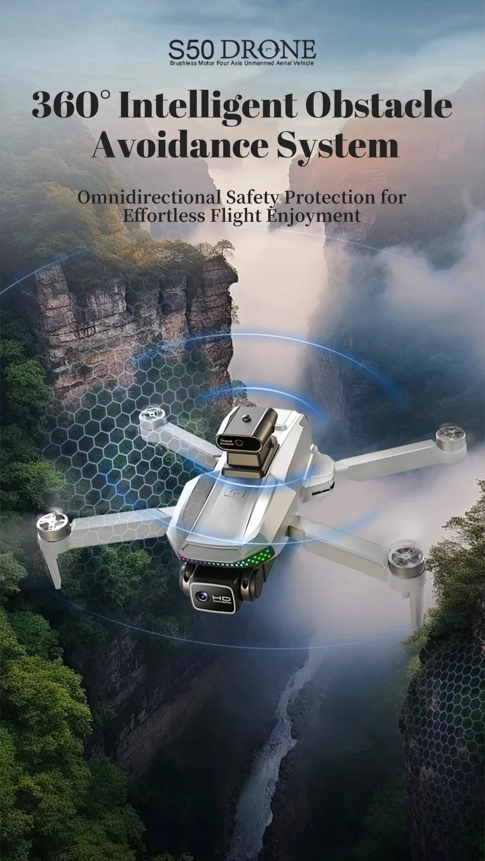 『GPS』S50 Pro Drone Toys, 2 Batteries, 4.5-inch Large Screen Remote, HD Camera: Capture & Record & Live View, Obstacle Avoidance