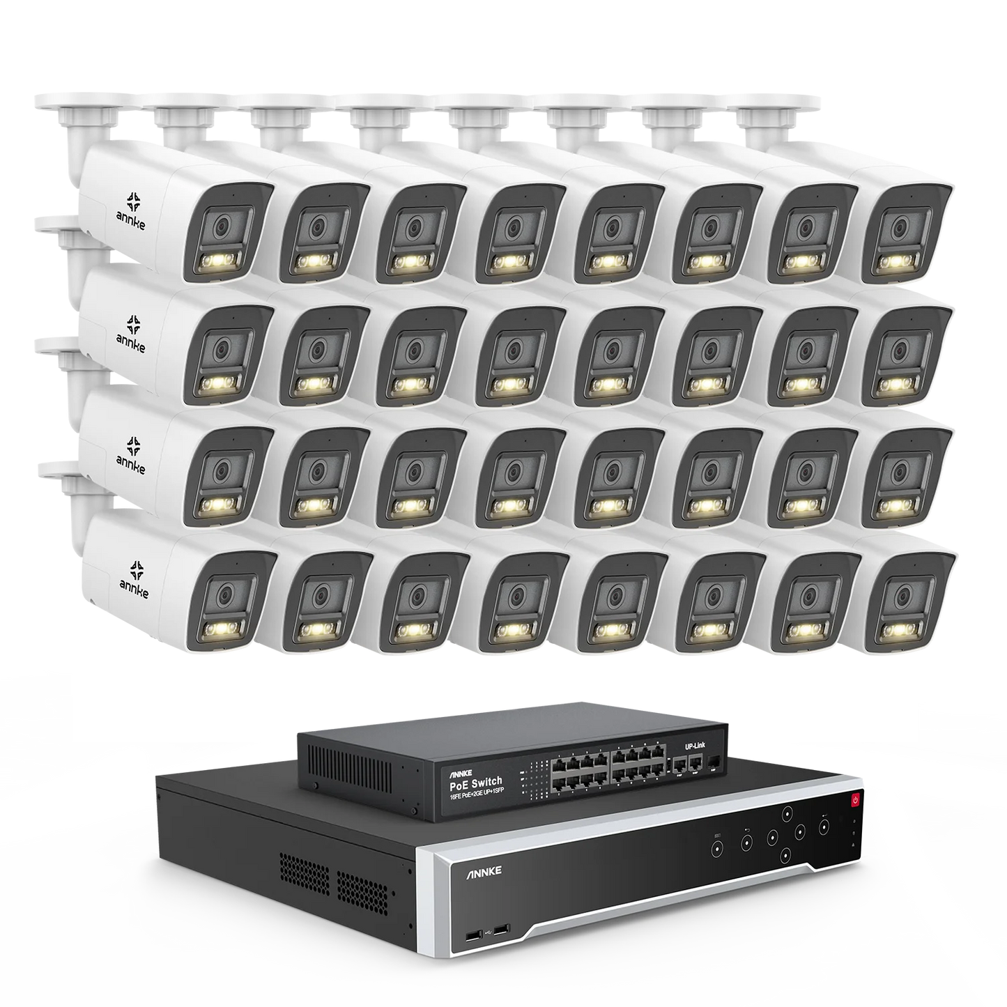 ANNKE 32CH 4K Ultra HD POE Network Video Security System 8MP H.265+ IP Camera Support Two Way Audio Human&Vehicle Detection 4MM