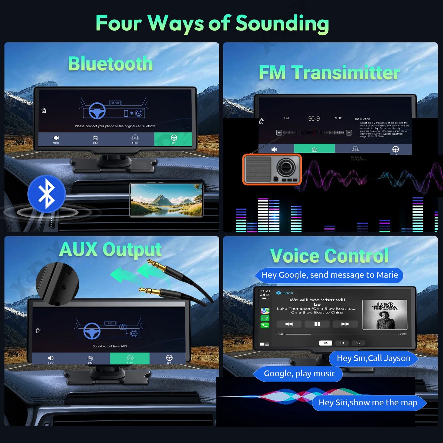 4K 10.26" Touch Screen Car DVR Dashcam Wireless