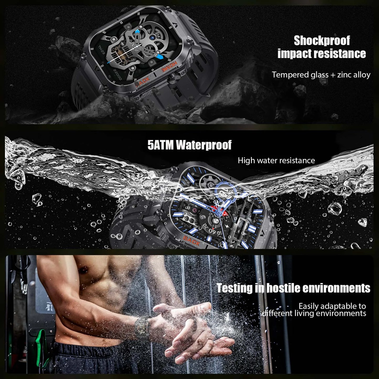 EIGIIS New 5ATM Waterproof Men Military Watch