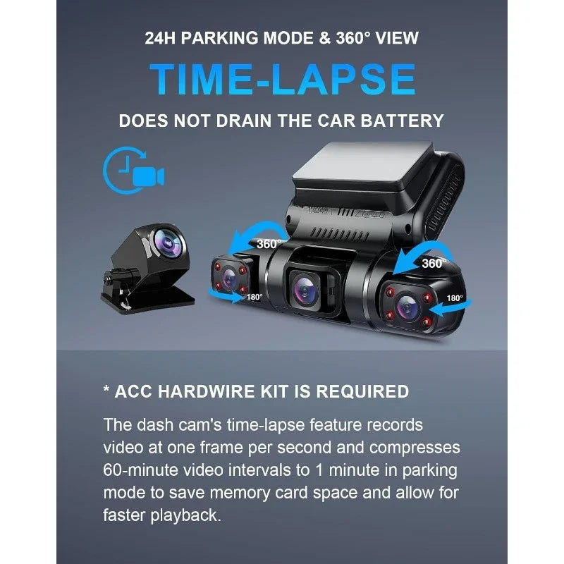 .Dash Camera Night Vision 360 Degree View  Dash Cam