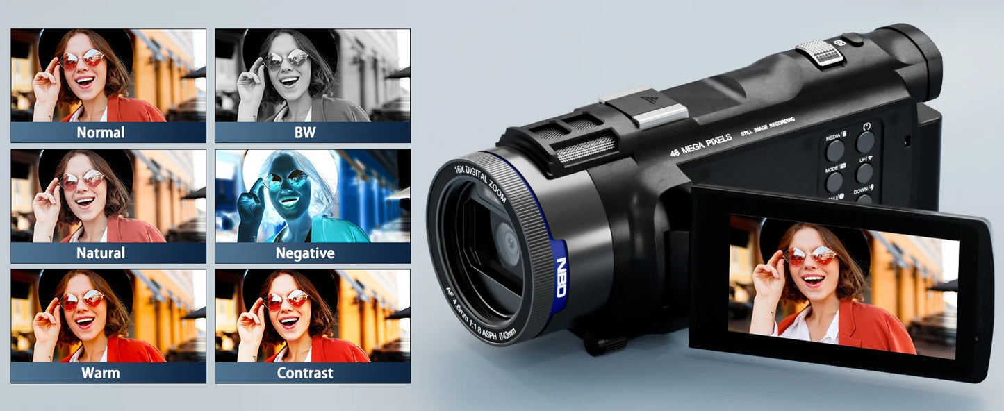 NBD 4K HD&48MP Camcorder Video Camera Video Recorder