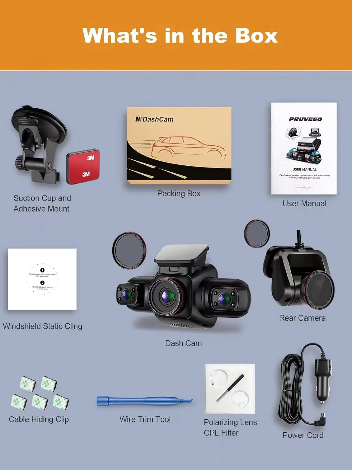 PRUVEEO 360 Degree View 4 Channel Dash Cam