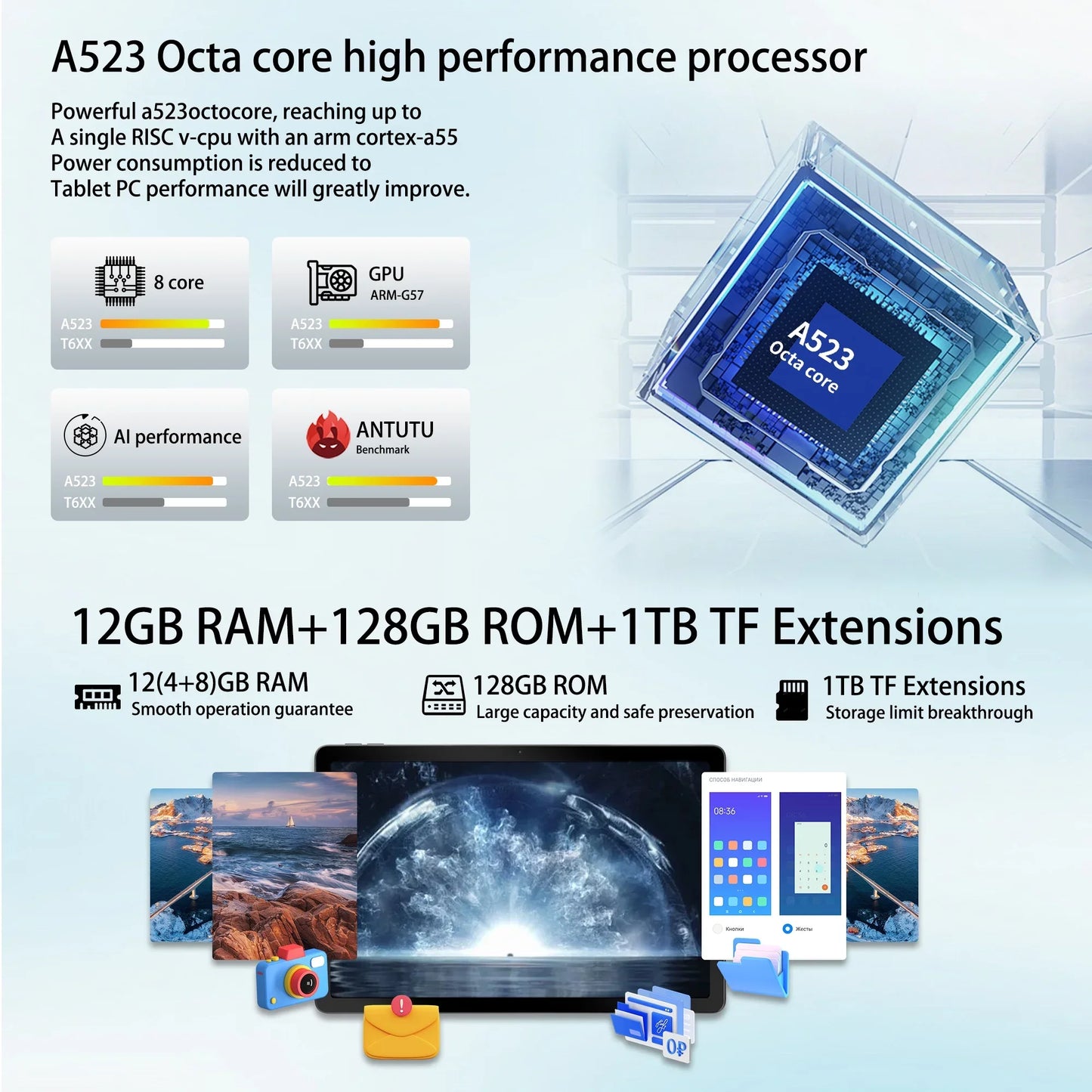 URAO C9+ 11 Inch Tablet Android 14 12GB RAM 128GB ROM(1TB TF Extensions)