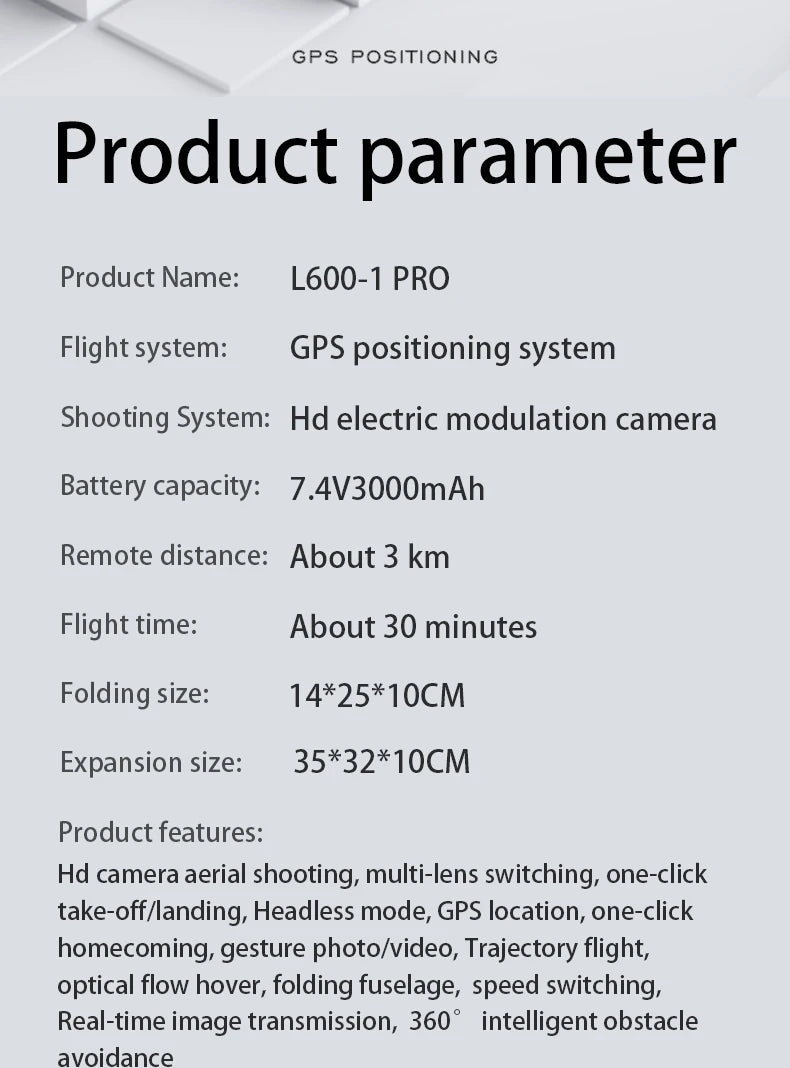 L600-1 Pro MAX GPS 4K Professional  Rc Quadcopter Drone