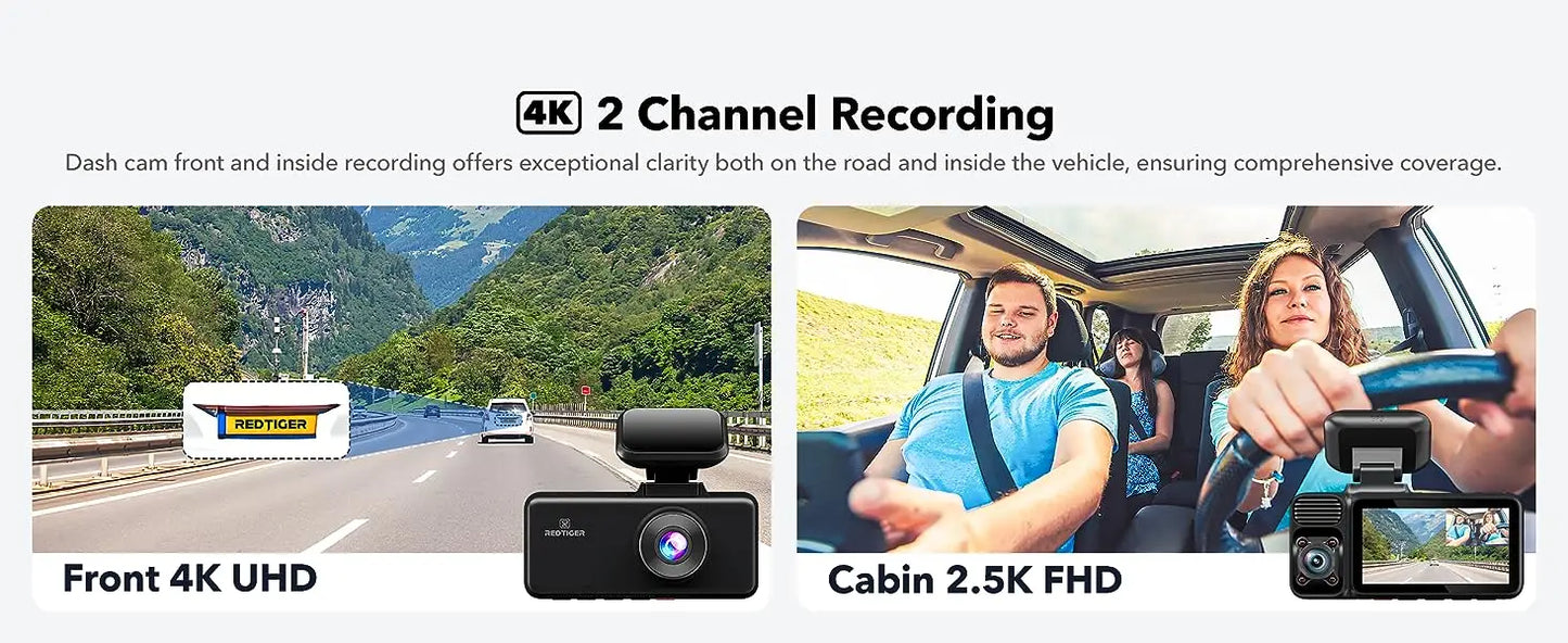 REDTIGER 3 Channel Car Camera 4k Dash Camera