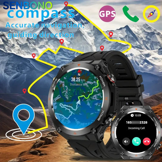 SENBONO New GPS Smart Watch Military Sports Smartwatch for Men