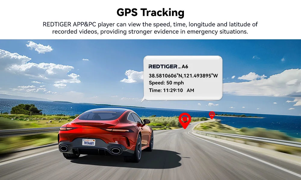 REDTIGER A6  3 Cameras Front/Cabin/Rear Cam 4K