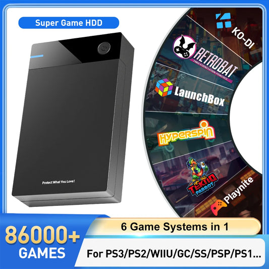 12TB Gaming HDD with Hyperspin Launchbox Retrobat Playnite with 86000+ Retro Video Games Super Console