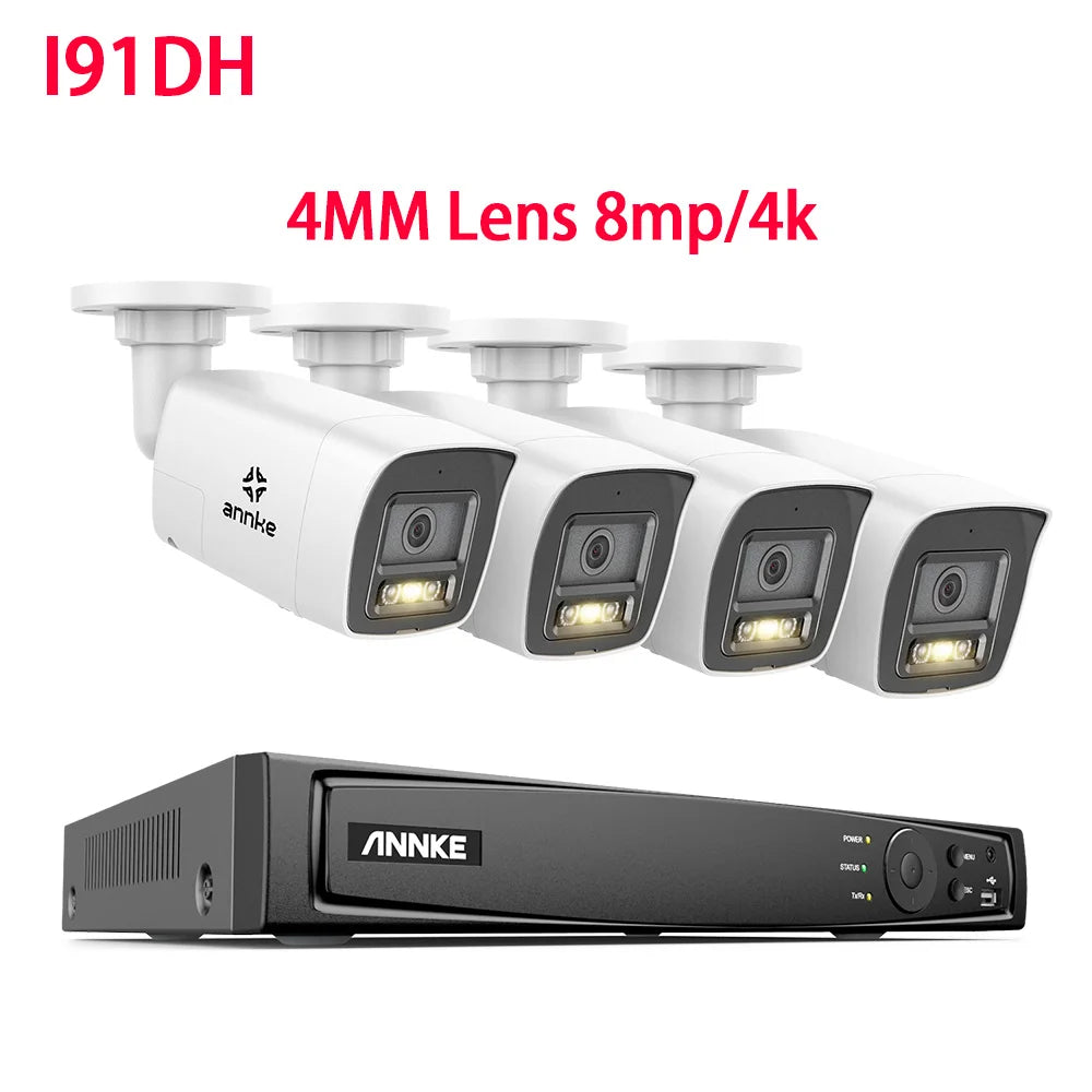 ANNKE 4K Ultra HD POE Video Surveillance System 8CH H.265+ NVR With 4K Security Cameras CCTV Kit Audio Recording 8MP Ip camera