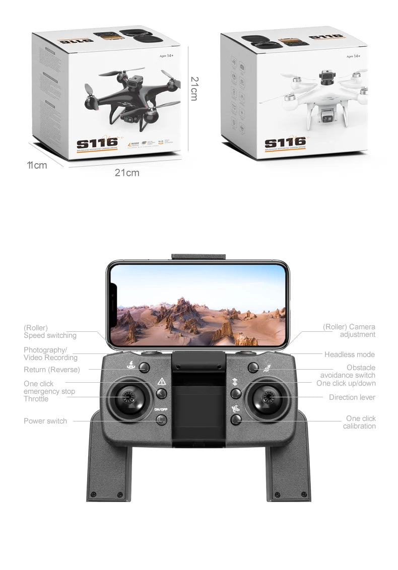 S116 MAX Drone Professional with 3 Batteries 8K Dual Camera Optical Flow Brushless 360° Obstacle Avoidance WIFI FPV RC Dron Toys
