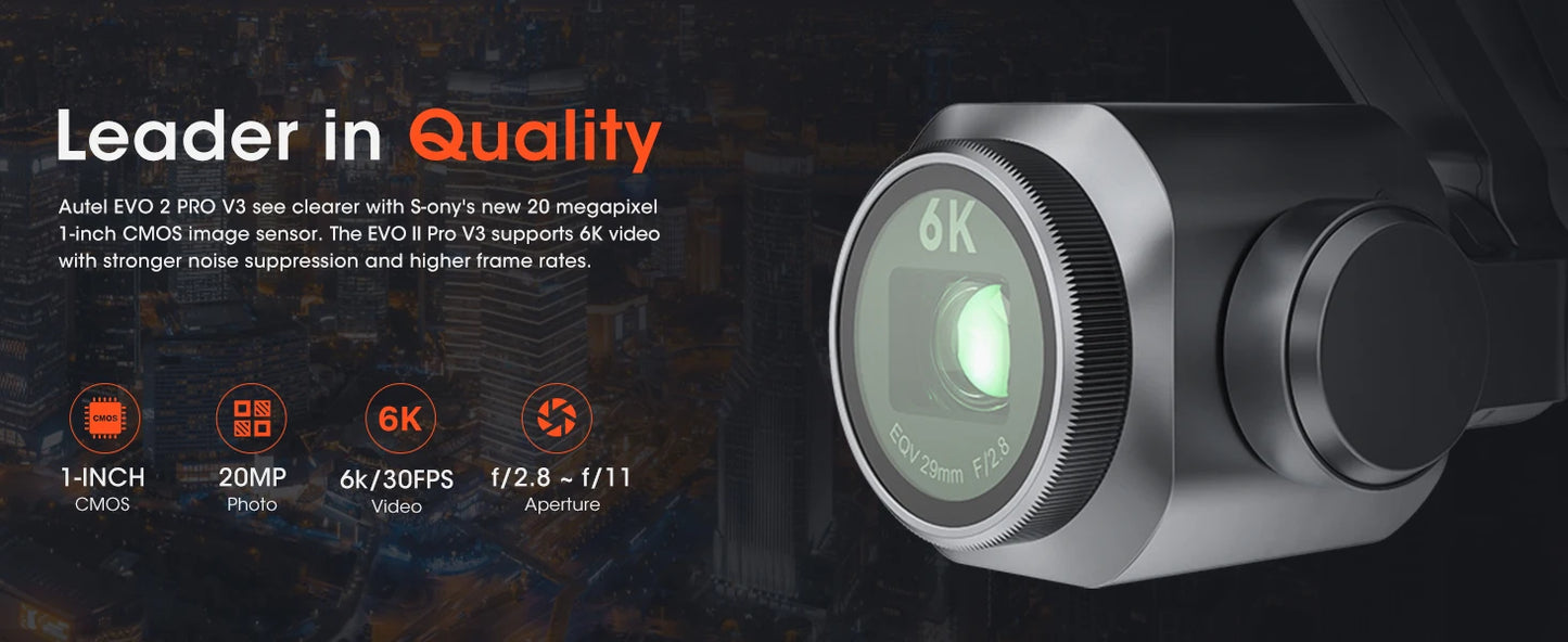 Autel EVO II Pro V3 Drone 6K Professional HD Camera 1Inch CMOS 10 KM Image Transmission 720° Obstacle Avoidance Brushless Drones