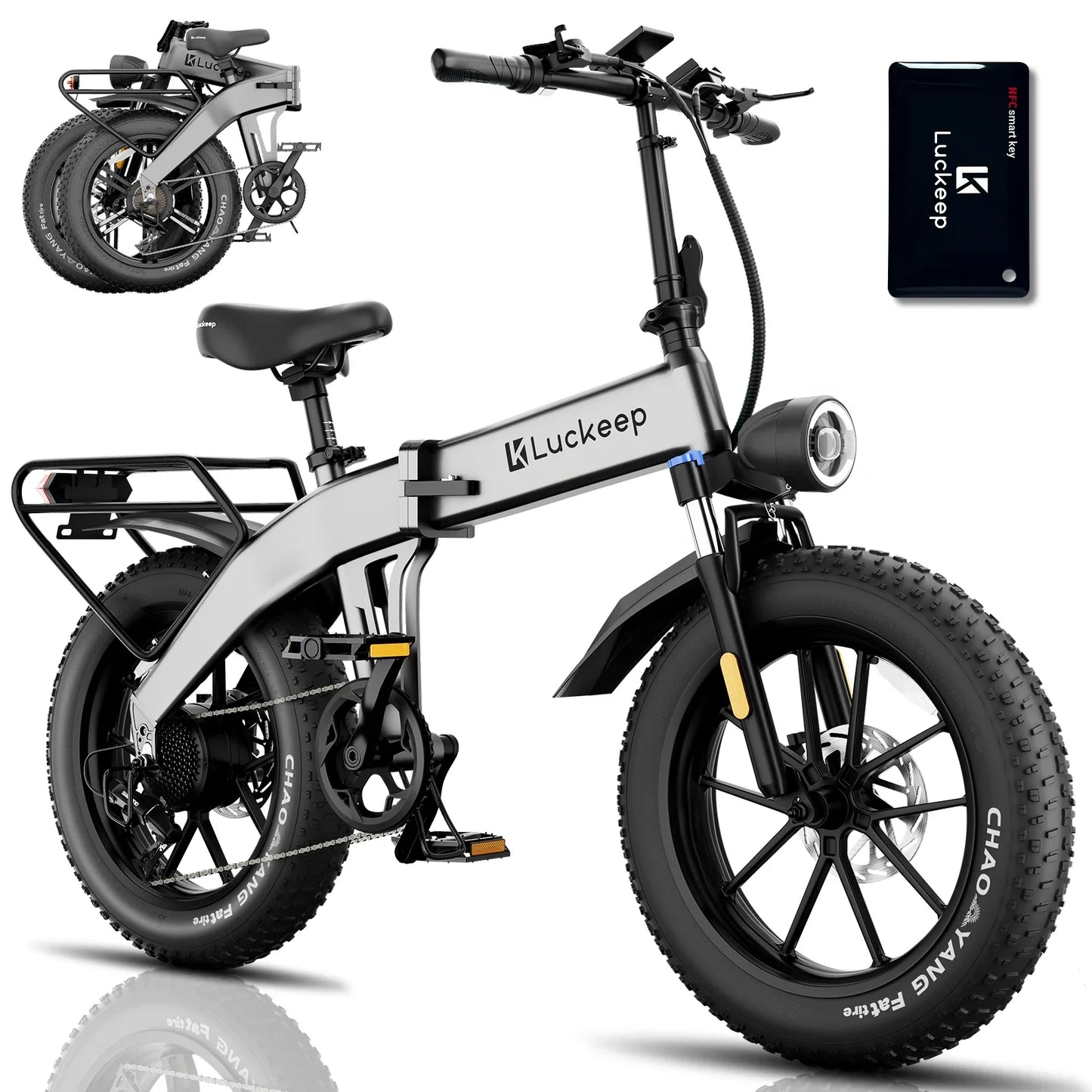 Luckeep X1 Fold Electric Bike 1500W Peak Motor 48V15AH Battery Electric Bicycle Hydraulic Disc Brakes 20" x 4.0" Fat Tire Ebike