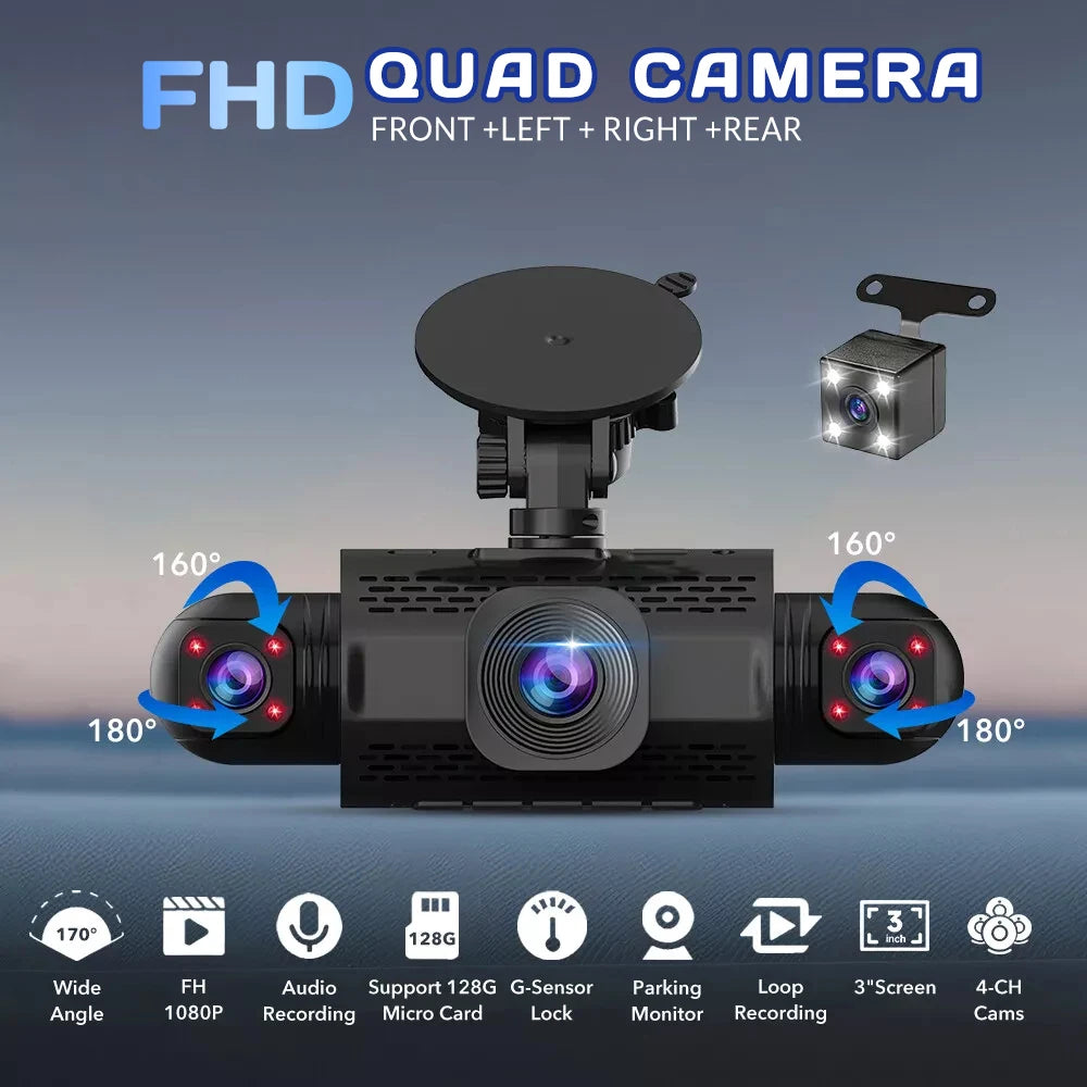 3.0″ IPS 360° Dash Camera HD 1080P