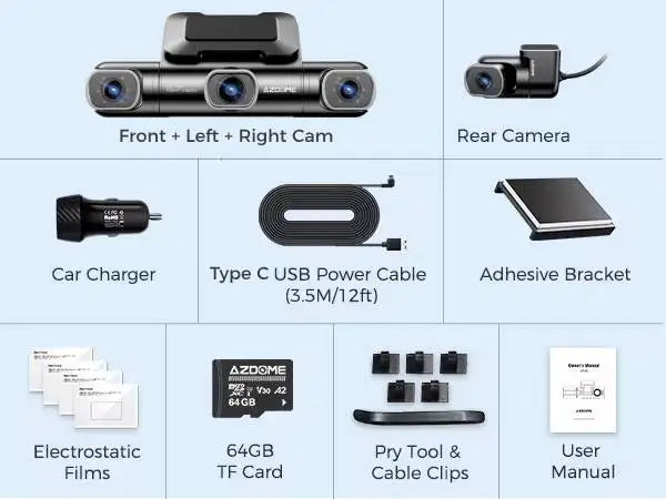 AZDOME 4 Channel Dash Cam 360° View