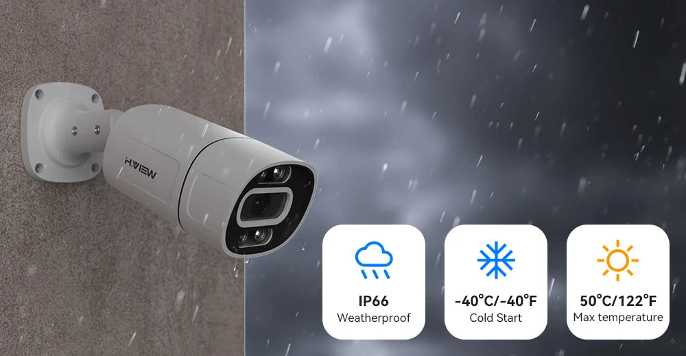 H.View 4K 5Mp 8Mp poe Cctv Security Camera System Home Video Surveillance Kit 8Ch Nvr Audio Outdoor Ip Camera xmeye app