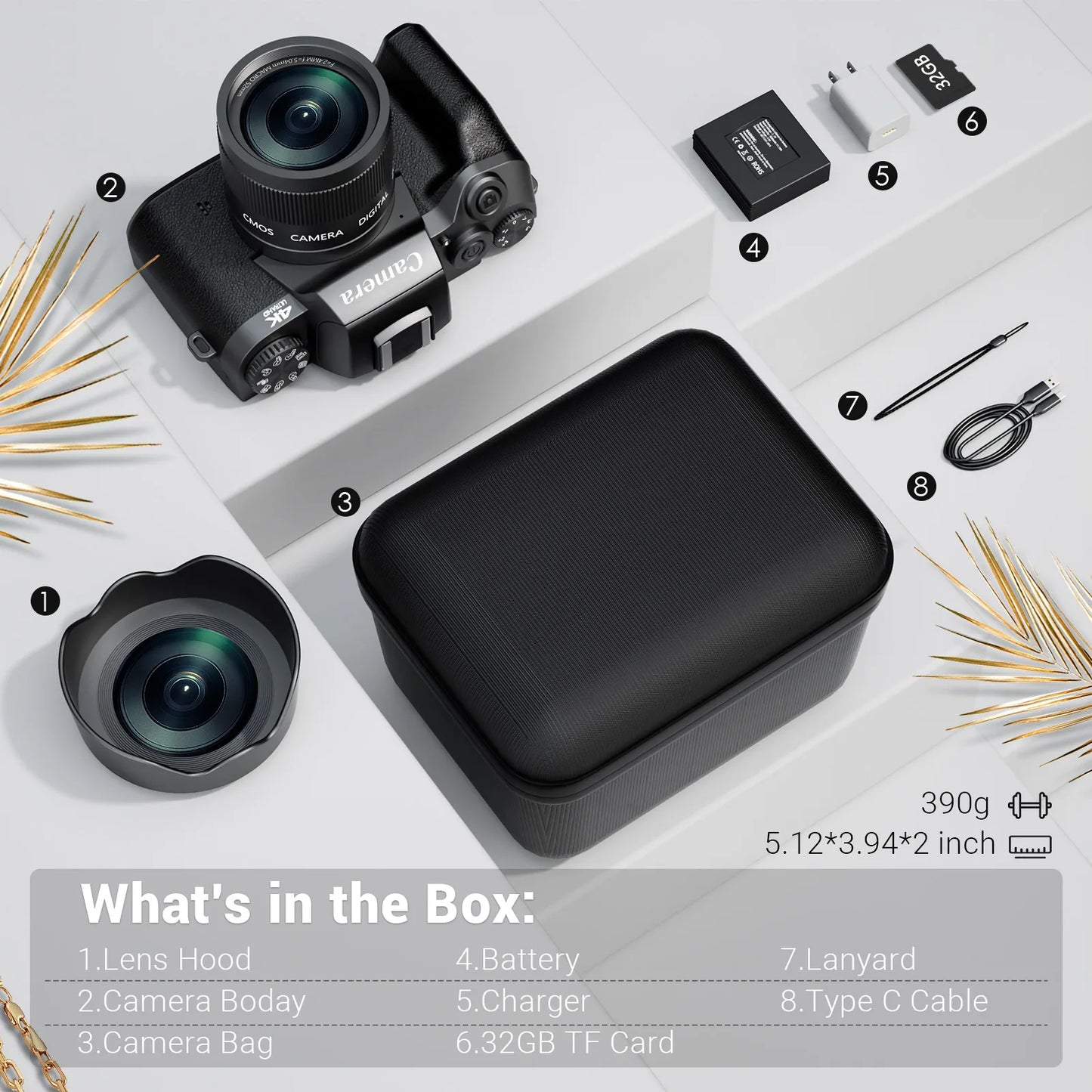 Digital Camera for Photography, 4K 64MP WiFi Vlogging Camera