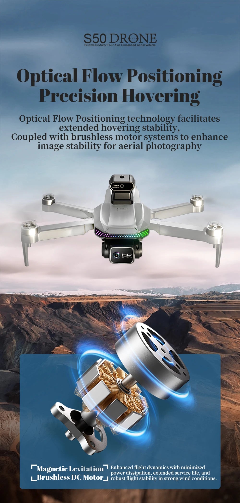 『GPS』S50 Pro Drone Toys, 2 Batteries, 4.5-inch Large Screen Remote, HD Camera: Capture & Record & Live View, Obstacle Avoidance