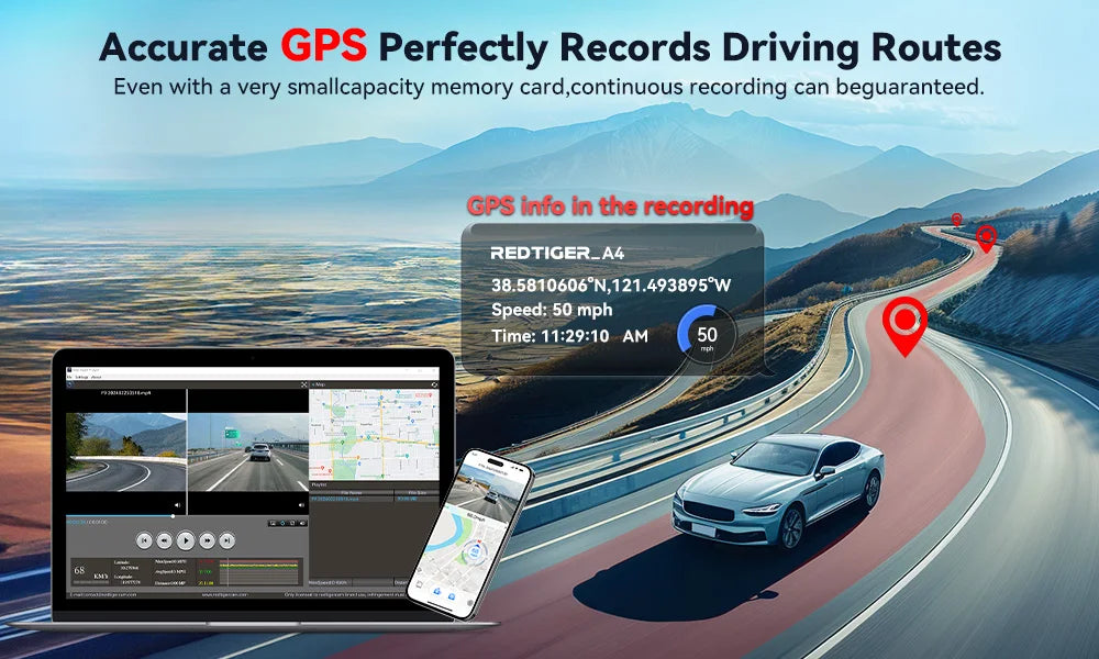 REDTIGER A4 Dash Camera Front and Rear 4k Dash Cam