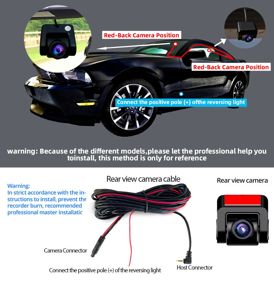 E-ACE 4K Dash Cam for Cars Dual Lens Camera DVR Video Recorder