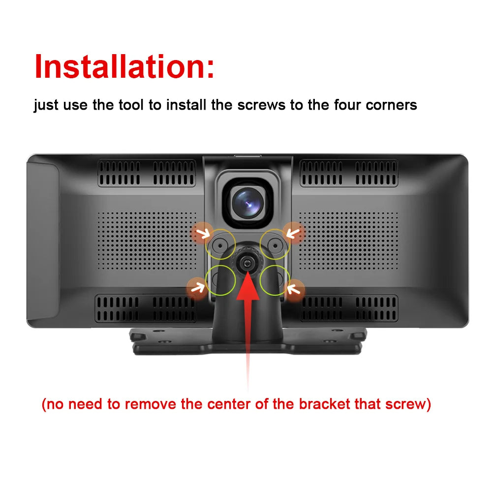 Podofo 10.26" Dash Cam 4K Rearview Camera Dashboard DVR Car Monitor