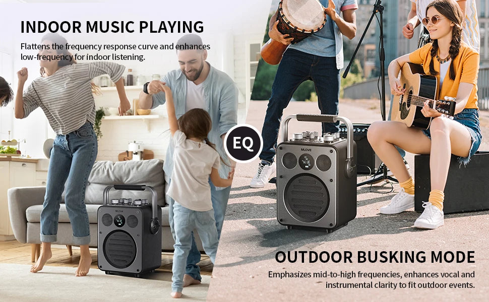 MLOVE D5 Professional Karaoke Machine for Adults with Bluetooth and 2 Wireless Microphones, Portable PA System Speaker, Recordin