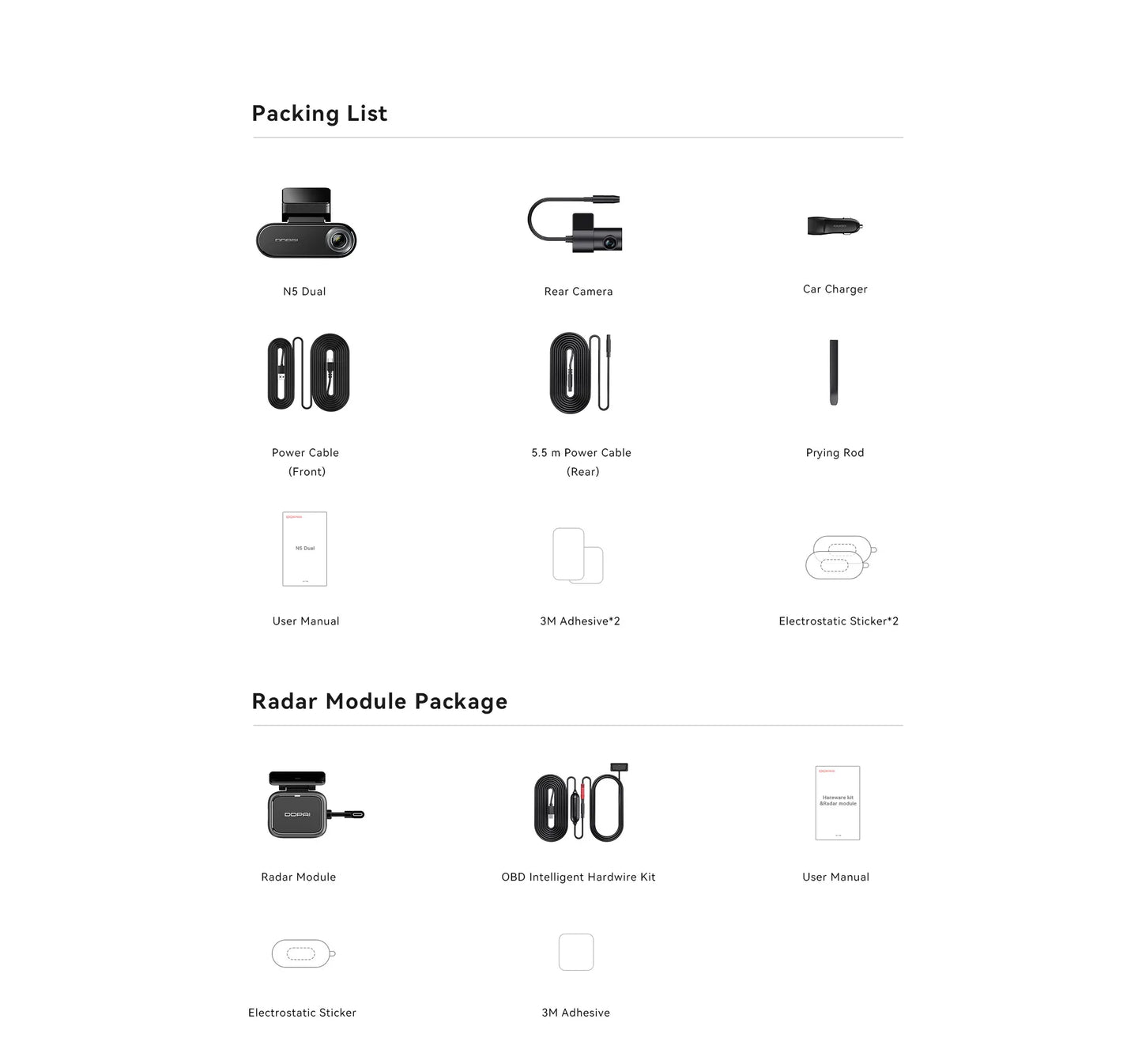 DDPAI Dash Cam N5 Dual Front and Rear 4K Ultra HD Resolution Dash Camera