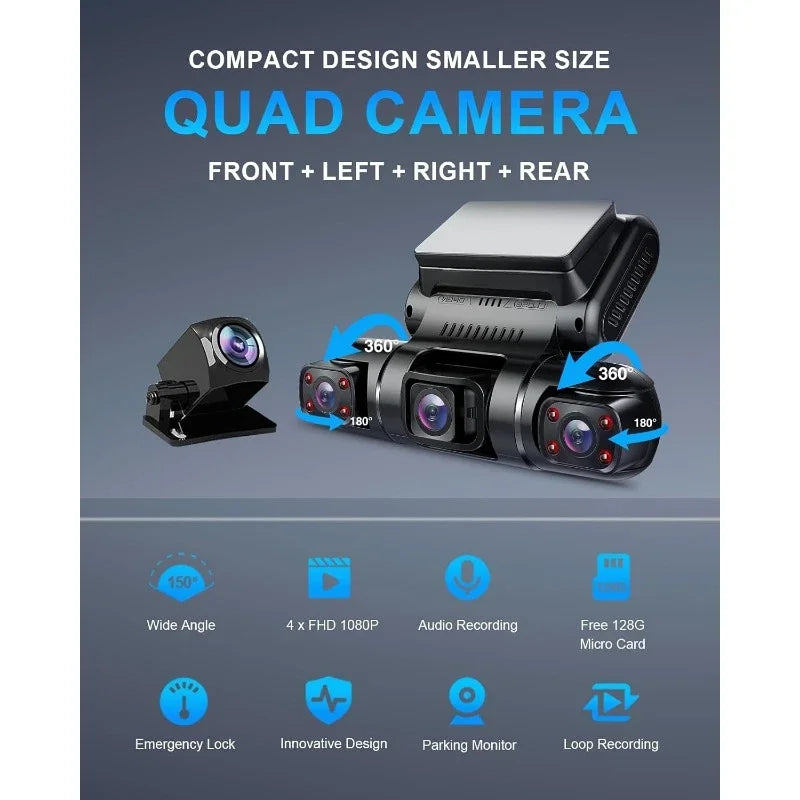 .Dash Camera Night Vision 360 Degree View  Dash Cam