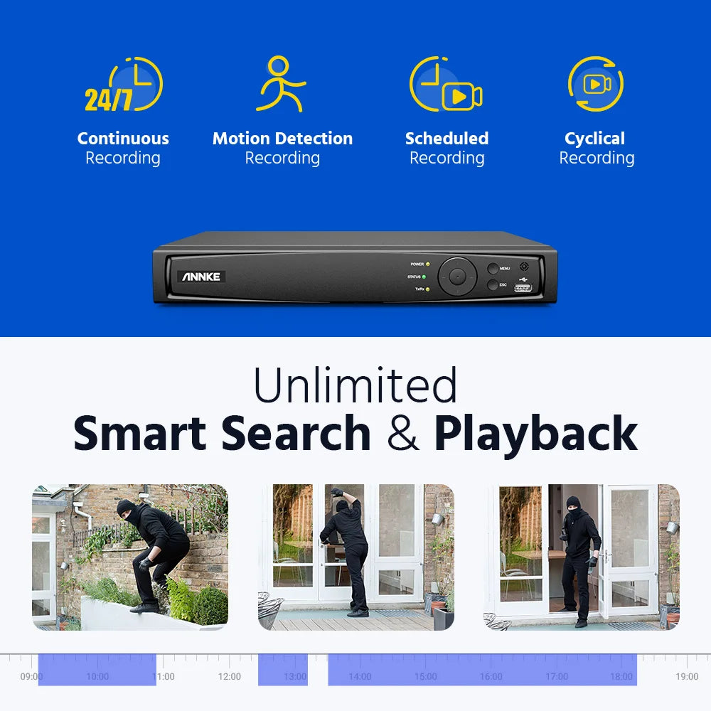ANNKE 4K Ultra HD POE Video Surveillance System 8CH H.265+ NVR With 4K Security Cameras CCTV Kit Audio Recording 8MP Ip camera