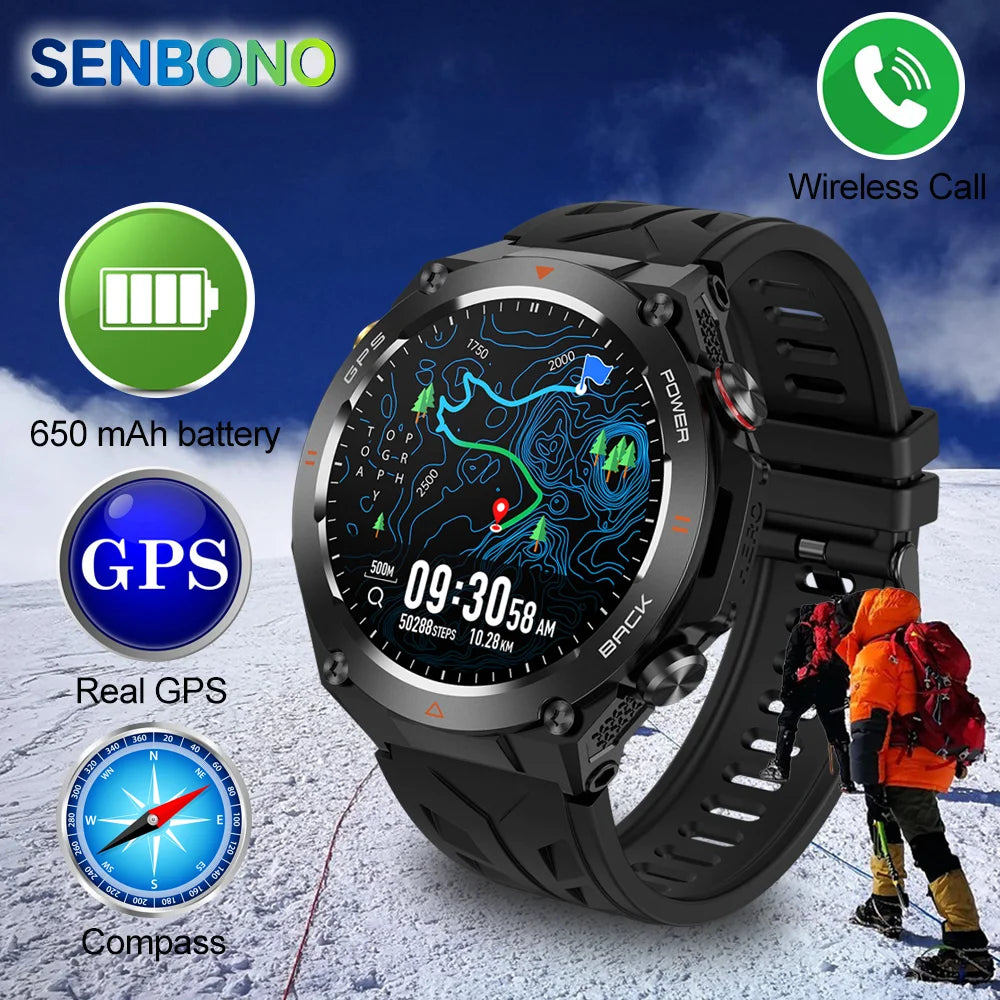 SENBONO New GPS Smart Watch Military Sports Smartwatch for Men